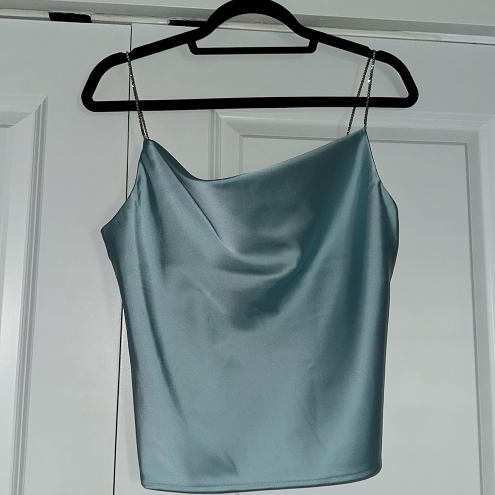 House Of Harlow Satin Blue Top